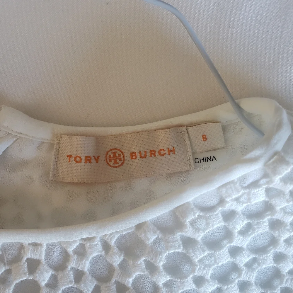 Tory Burch White Eyelet Short Sleeve Top